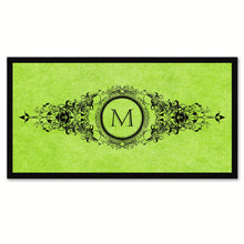 Load image into Gallery viewer, Alphabet Letter M Green Canvas Print, Black Custom Frame
