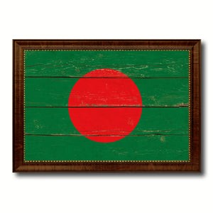 Bangladesh Country Flag Vintage Canvas Print with Brown Picture Frame Home Decor Gifts Wall Art Decoration Artwork