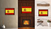 Load image into Gallery viewer, Spain Country Flag Vintage Canvas Print with Brown Picture Frame Home Decor Gifts Wall Art Decoration Artwork
