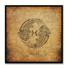 Load image into Gallery viewer, Zodiac Pisces Horoscope Brown Canvas Print, Black Picture Frame Home Decor Wall Art Gift
