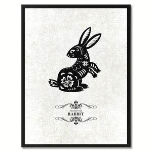 Zodiac Rabbit Horoscope Canvas Print, Black Picture Frame Home Decor Wall Art Gift