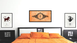 Alphabet Letter I Orange Canvas Print, Black Custom Frame