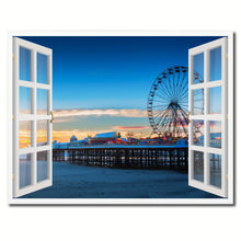 Load image into Gallery viewer, Sunset View Ferris Wheel Picture French Window Framed Canvas Print Home Decor Wall Art Collection
