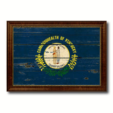 Load image into Gallery viewer, Kentucky State Vintage Flag Canvas Print with Brown Picture Frame Home Decor Man Cave Wall Art Collectible Decoration Artwork Gifts
