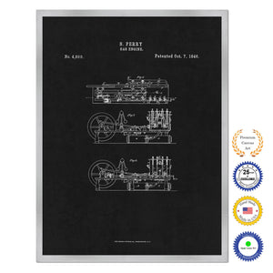 1846 Gas Engine Old Patent Art Print on Canvas Custom Framed Vintage Home Decor Wall Decoration Great for Gifts