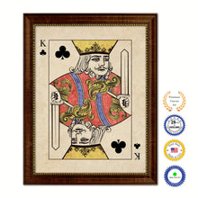 Load image into Gallery viewer, King Clover Poker Decks of Vintage Cards Print on Canvas Brown Custom Framed
