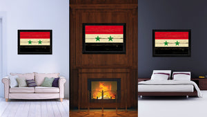 Syria Country Flag Vintage Canvas Print with Black Picture Frame Home Decor Gifts Wall Art Decoration Artwork