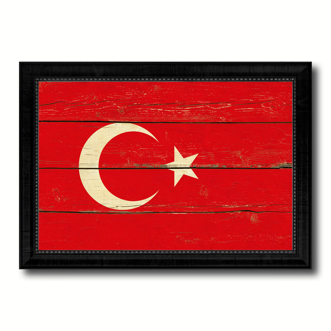 Turkey Country Flag Vintage Canvas Print with Black Picture Frame Home Decor Gifts Wall Art Decoration Artwork