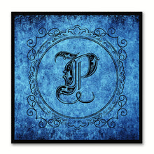 Load image into Gallery viewer, Alphabet P Blue Canvas Print Black Frame Kids Bedroom Wall Décor Home Art
