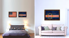 Load image into Gallery viewer, Cape Verde Country Flag Texture Canvas Print with Brown Custom Picture Frame Home Decor Gift Ideas Wall Art Decoration

