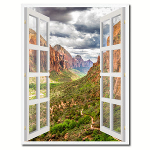 Landscape Zion National Park Picture French Window Canvas Print with Frame Gifts Home Decor Wall Art Collection