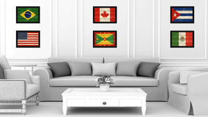 Grenada Country Flag Texture Canvas Print with Black Picture Frame Home Decor Wall Art Decoration Collection Gift Ideas