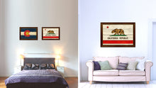 Load image into Gallery viewer, California State Flag Texture Canvas Print with Brown Picture Frame Gifts Home Decor Wall Art Collectible Decoration
