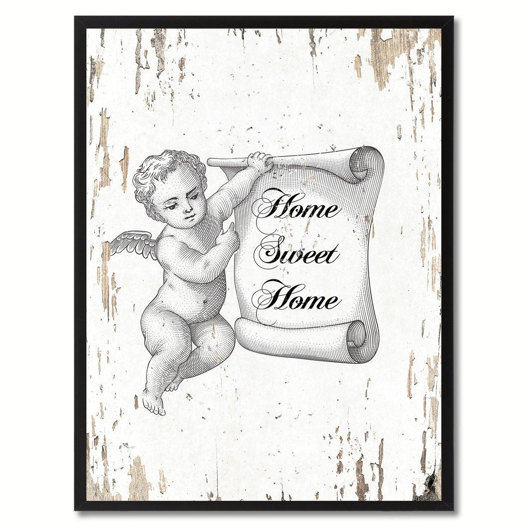Home Sweet Home Saying Canvas Print, Black Picture Frame Home Decor Wall Art Gifts
