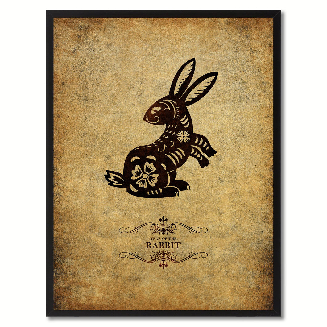 Zodiac Rabbit Horoscope Canvas Print, Black Picture Frame Home Decor Wall Art Gift