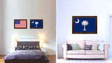 Load image into Gallery viewer, South Carolina State Flag Canvas Print with Custom Brown Picture Frame Home Decor Wall Art Decoration Gifts
