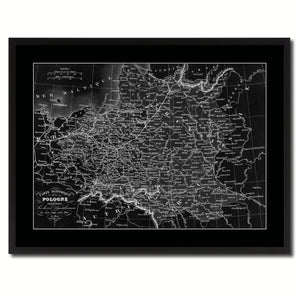 Poland Prussia Germany Vintage Monochrome Map Canvas Print, Gifts Picture Frames Home Decor Wall Art