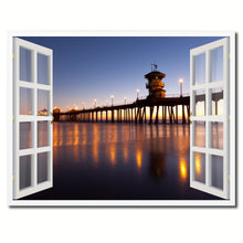 Load image into Gallery viewer, Huntington Beach California Picture French Window Framed Canvas Print Home Decor Wall Art Collection

