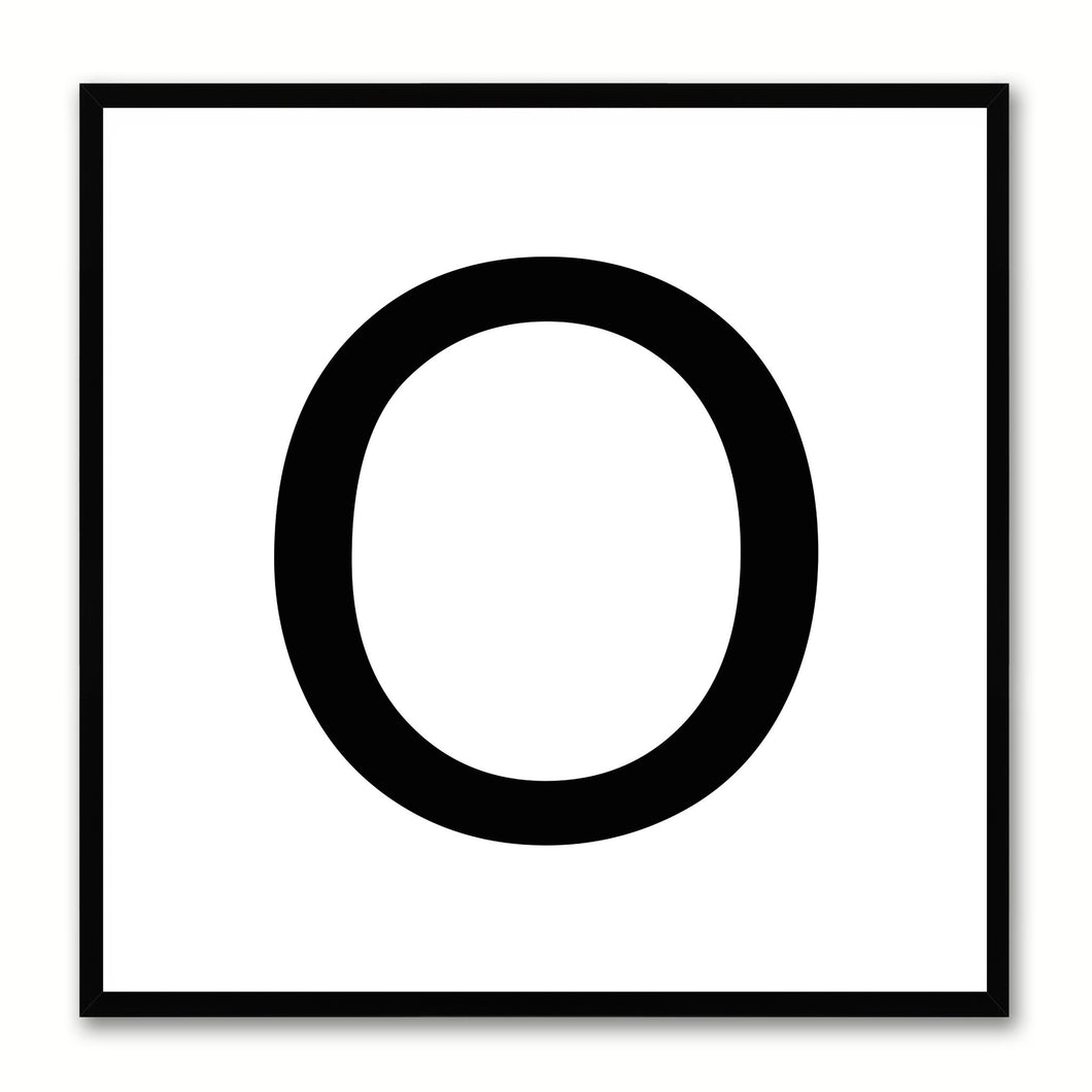 Alphabet O White Canvas Print Black Frame Kids Bedroom Wall Décor Home Art