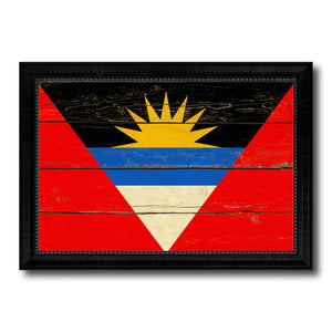 Antigua Barbuda Country Flag Vintage Canvas Print with Black Picture Frame Home Decor Gifts Wall Art Decoration Artwork