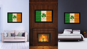 Ireland Saint Patrick Flag Texture Canvas Print with Black Picture Frame Gift Ideas Home Decor Wall Art