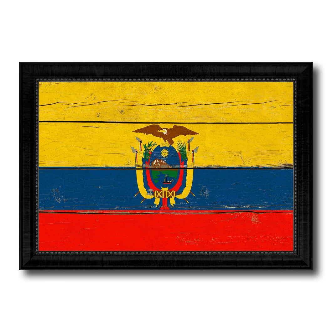 Ecuador Country Flag Vintage Canvas Print with Black Picture Frame Home Decor Gifts Wall Art Decoration Artwork