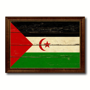 Sahrawi Arab Democratic Republic Country Flag Vintage Canvas Print with Brown Picture Frame Home Decor Gifts Wall Art Decoration Artwork
