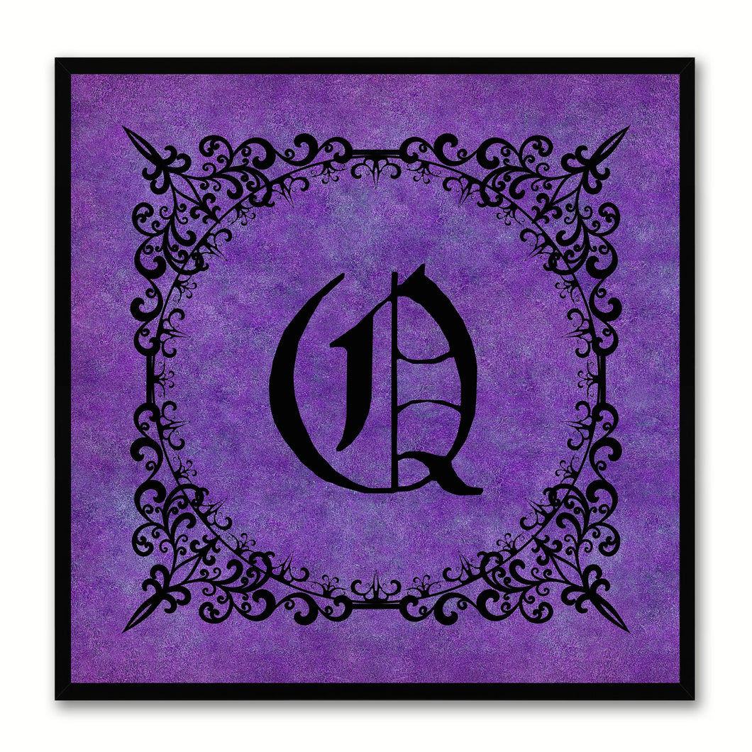 Alphabet Q Purple Canvas Print Black Frame Kids Bedroom Wall Décor Home Art