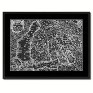 Finland Centuries Vintage Monochrome Map Canvas Print, Gifts Picture Frames Home Decor Wall Art