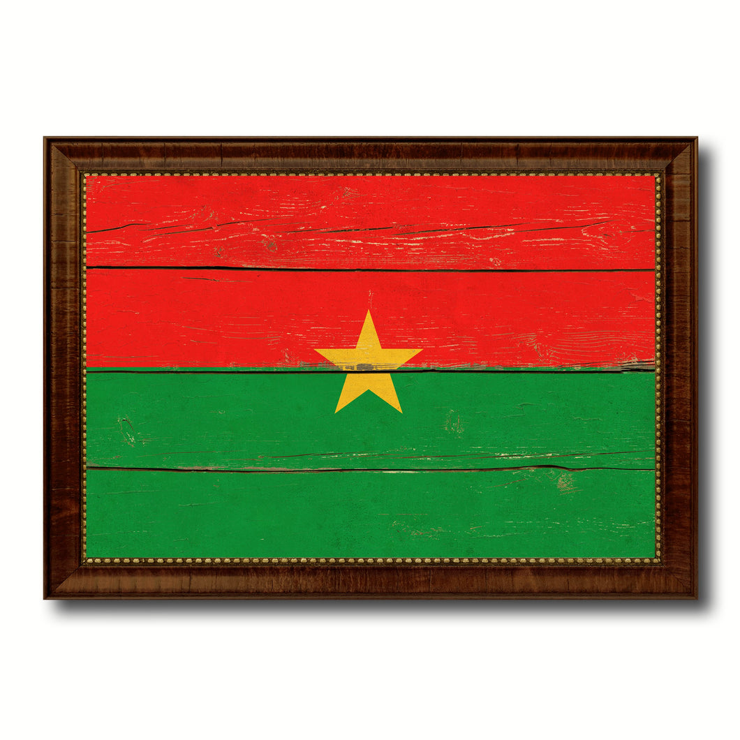 Burkina Faso Country Flag Vintage Canvas Print with Brown Picture Frame Home Decor Gifts Wall Art Decoration Artwork