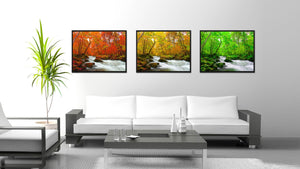 Autumn Stream Yellow Landscape Photo Canvas Print Pictures Frames Home Décor Wall Art Gifts