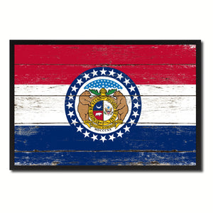 Missouri State Flag Vintage Canvas Print with Black Picture Frame Home DecorWall Art Collectible Decoration Artwork Gifts