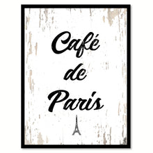 Load image into Gallery viewer, Cafe de Paris Quote Saying Canvas Print with Picture Frame
