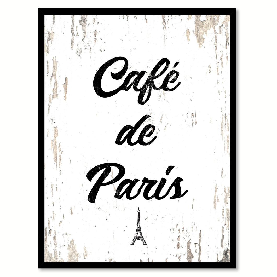 Cafe de Paris Quote Saying Canvas Print with Picture Frame