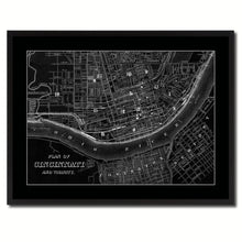 Load image into Gallery viewer, Cincinnati Vintage Monochrome Map Canvas Print, Gifts Picture Frames Home Decor Wall Art

