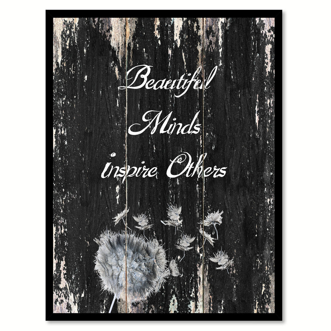 Beautiful minds inspire others 1 Motivational Quote Saying Canvas Print with Picture Frame Home Decor Wall Art