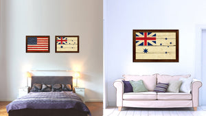 Australian White Ensign City Australia Country Vintage Flag Canvas Print Brown Picture Frame