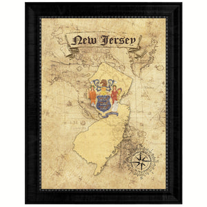 New Jersey State Vintage Map Gifts Home Decor Wall Art Office Decoration