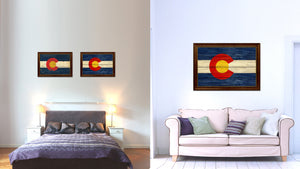 Colorado State Flag Canvas Print with Custom Brown Picture Frame Home Decor Wall Art Decoration Gifts