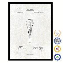 Load image into Gallery viewer, 1890 Thomas Edison Incandescent Lamp Vintage Patent Artwork Black Framed Canvas Print Home Office Decor Great for Thomas Edison Lover Electrician Inventor
