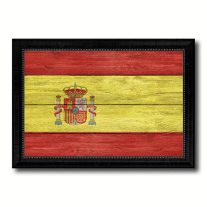 Spain Country Flag Texture Canvas Print with Black Picture Frame Home Decor Wall Art Decoration Collection Gift Ideas