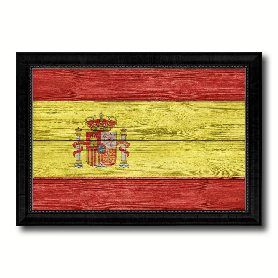 Spain Country Flag Texture Canvas Print with Black Picture Frame Home Decor Wall Art Decoration Collection Gift Ideas