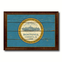 Load image into Gallery viewer, Boston City Massachusetts State Vintage Flag Canvas Print Brown Picture Frame
