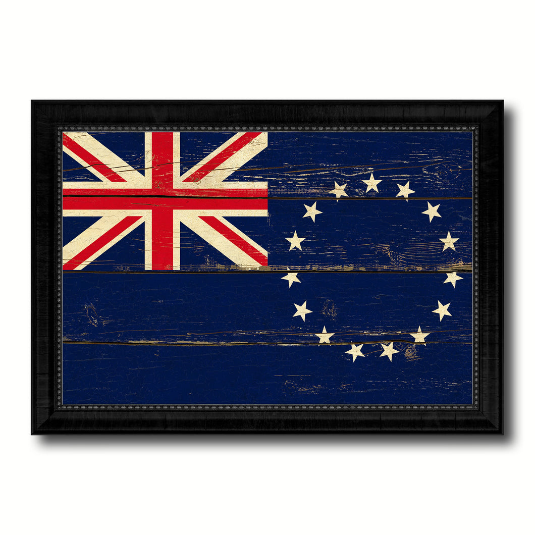 Cook Islands Country Flag Vintage Canvas Print with Black Picture Frame Home Decor Gifts Wall Art Decoration Artwork