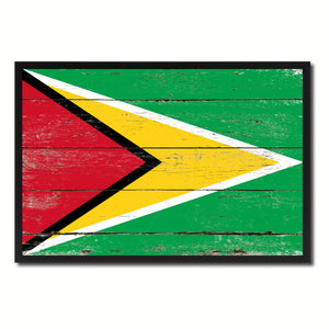 Guyana Country National Flag Vintage Canvas Print with Picture Frame Home Decor Wall Art Collection Gift Ideas