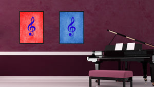 Treble Music Blue Canvas Print Pictures Frames Office Home Décor Wall Art Gifts