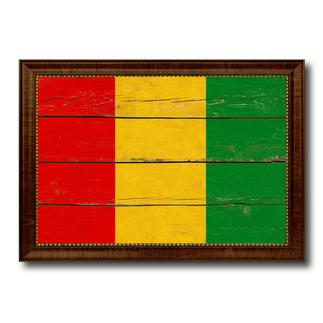 Guinea Country Flag Vintage Canvas Print with Brown Picture Frame Home Decor Gifts Wall Art Decoration Artwork