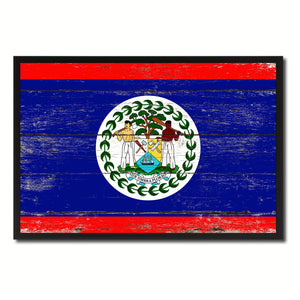 Belize Country National Flag Vintage Canvas Print with Picture Frame Home Decor Wall Art Collection Gift Ideas