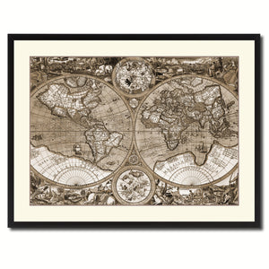 Macro Closeup Vintage Sepia Map Canvas Print, Picture Frame Gifts Home Decor Wall Art Decoration