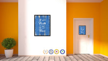 Load image into Gallery viewer, Let your Faith be bigger than your fear Bible Verse Scripture Quote Blue Canvas Print with Picture Frame

